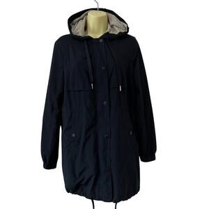 H&M Divided Women’s Blue Hooded Raincoat Windbreaker Size 2 Lightweight Lined